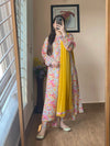 3 Piece - Lawn Printed Grey Mustard Dress