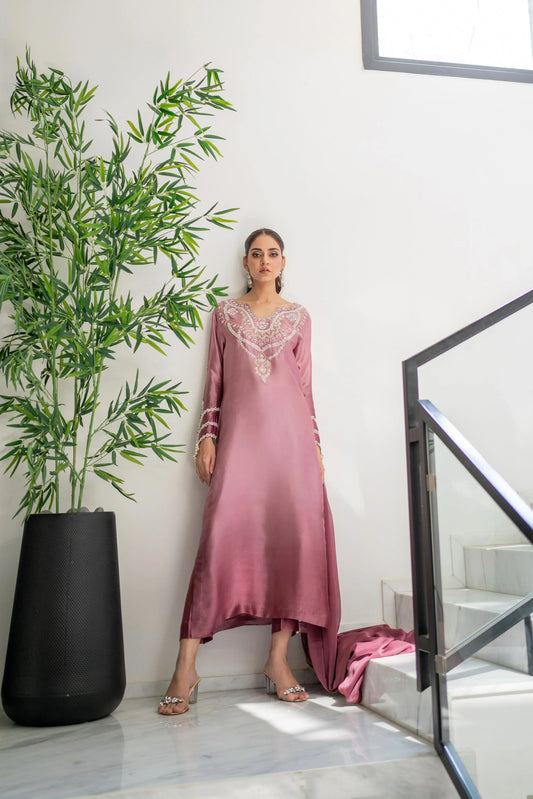 Presents A Laboriously Worked Shaded Pure Silk Suit