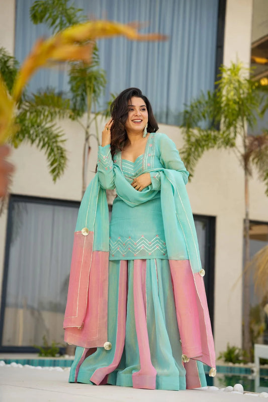 Cloudy Marshmallow cosmos kurta palazzo set