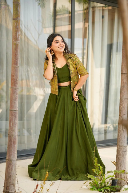 Enchanted jade green skirt set