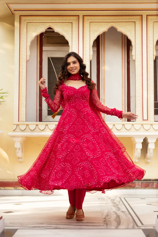 Beautiful  Dhani Red Suit Set